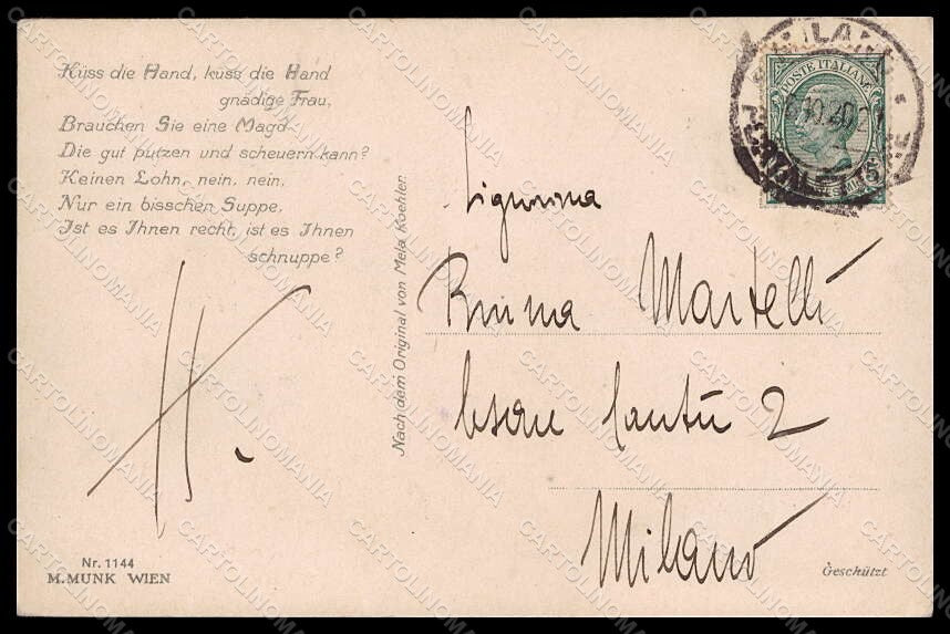 Artist Signed M. Koehler Girl Doll MM Vienne 1144 CREASED postcard VK7005 – retro