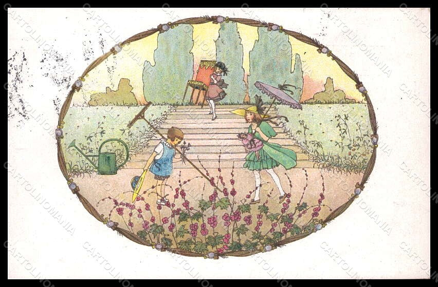 Artist Signed M. Koehler Girl Garden Doll MM Vienne 1144 postcard VK7006 – fronte