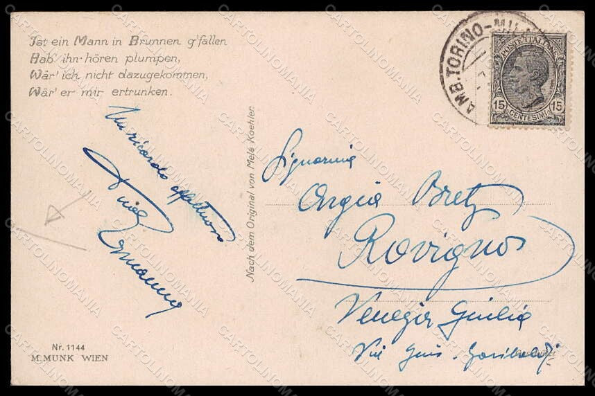 Artist Signed M. Koehler Girl Doll Garden MM Vienne 1144 CREASED postcard VK7007 – retro
