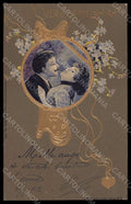 Artist Signed Jozsa Romantic Couple Myosotis Art Nouveau serie II pc VK7022 – fronte