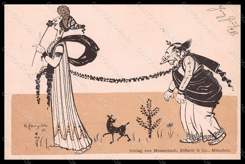 Artist Signed A. Hengeler Lady Ancient Greek Clothing Comic postcard VK7024 – fronte