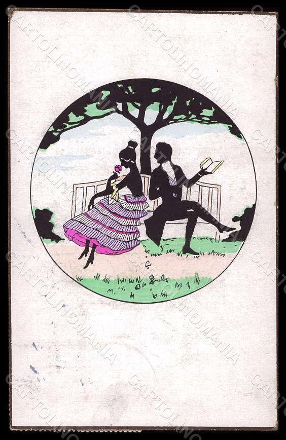 Artist Signed Grosze ? Lady Couple Silhouette Weco 540 postcard VK7032 – fronte