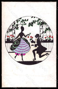 Artist Signed Grosze ? Lady Couple Silhouette Weco 555 postcard VK7033 – fronte
