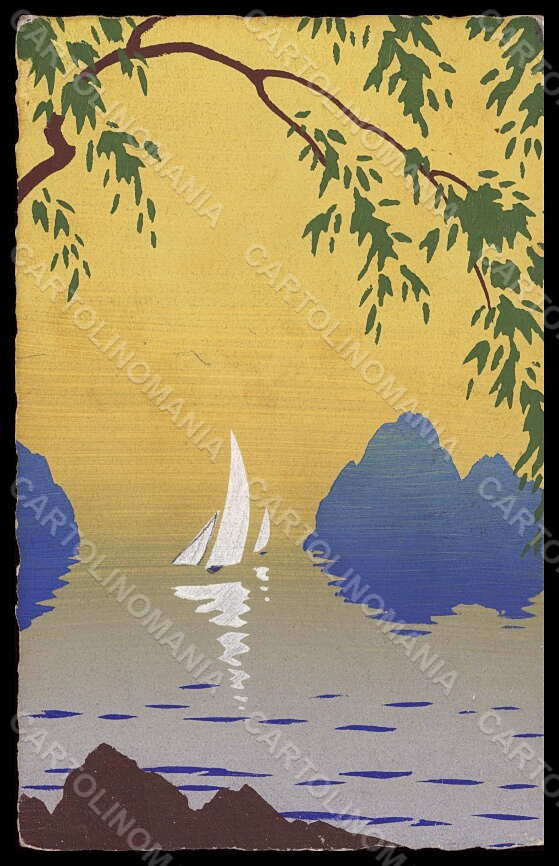 Artist Signed Meschini Landscape Hand Painted CORNER CREASED postcard VK7043 – fronte