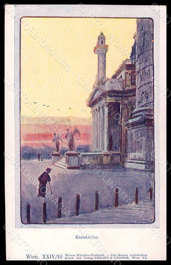 Artist Signed Philipp & Kramer Wien Karlskirche serie XXIV-10 postcard VK7060 – fronte