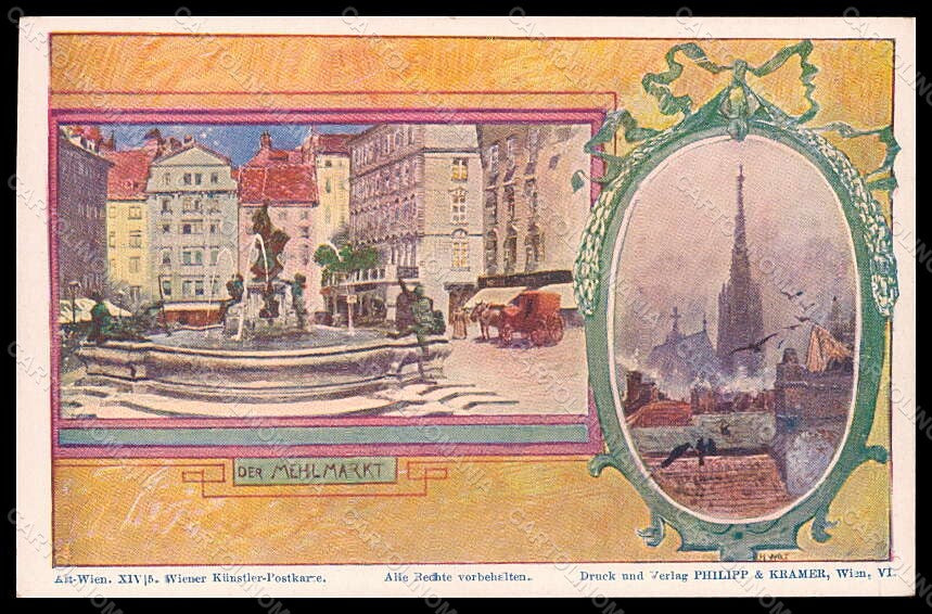 Artist Signed Wilt Philipp & Kramer Wien Mehlmarkt serie XIV-5 postcard VK7062 – fronte