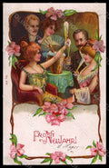 Artist Signed Illustratori Happy New Year Lady Man Toasting postcard VK7085 – fronte