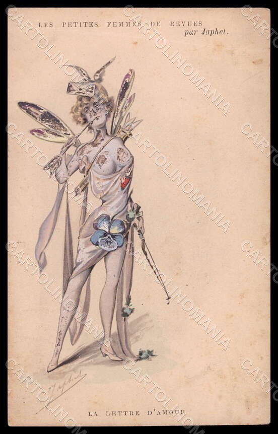 Artist Signed Japhet Fairy Lady Hand Painted La Lettre Amour CREASED pc VK7092 – fronte