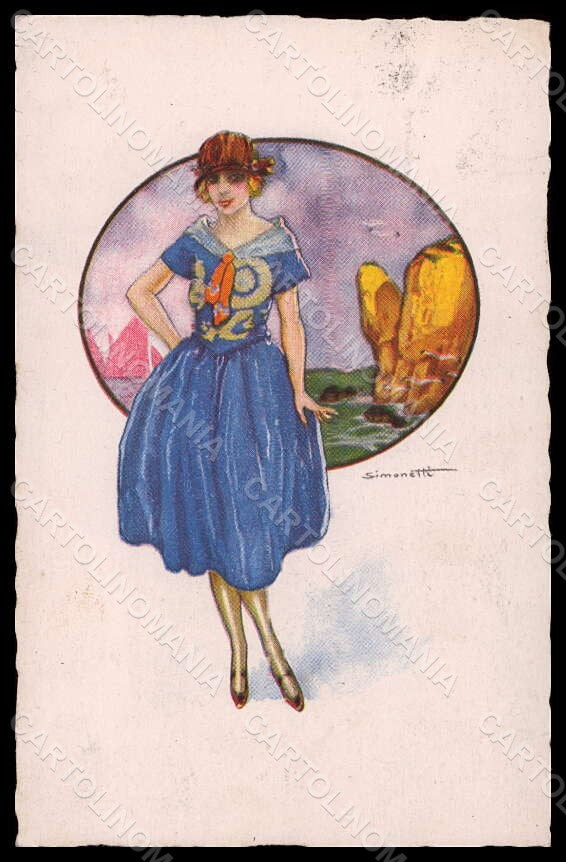 Artist Signed Simonetti Fashion Glamour Lady Mode Degami 618 postcard VK7096 – fronte