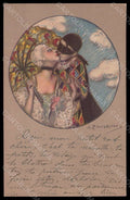 Artist Signed Zandrino Colombine Lady Harlequin serie 93-6 postcard VK7106 – fronte