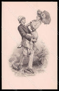 Artist Signed Kuderna Lady Romantic Couple MM Vienne 634 postcard VK7112 – fronte