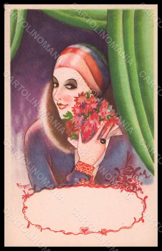 Artist Signed Illustratori Birger Fashion Glamour Lady Art Deco postcard VK7123 – fronte