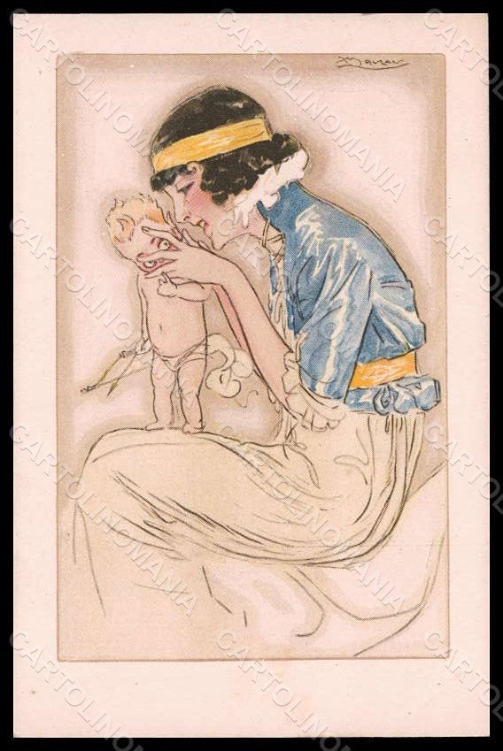 Artist Signed Illustratori L.A. Mauzan Lady Cupid serie 2-4 postcard VK7124 – fronte