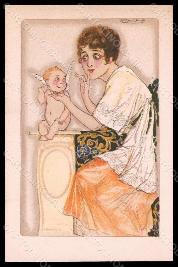 Artist Signed Illustratori L.A. Mauzan Lady Cupid serie 2-3 postcard VK7126 – fronte