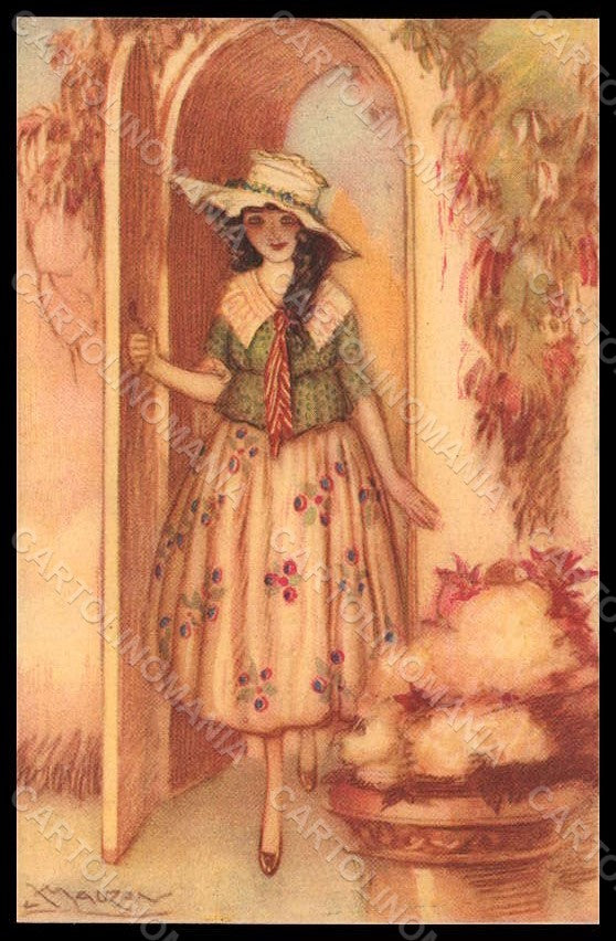 Artist Signed L.A. Mauzan Fashion Glamour Lady 247-2 postcard VK7130 – fronte