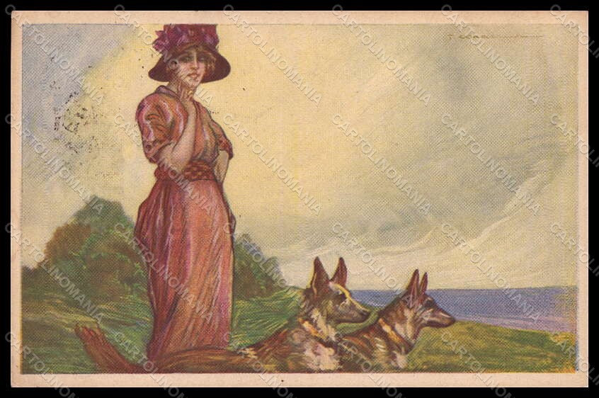 Artist Signed Corbella Glamour Lady German Shepherd Dog serie 464-3 pc VK7136 – fronte