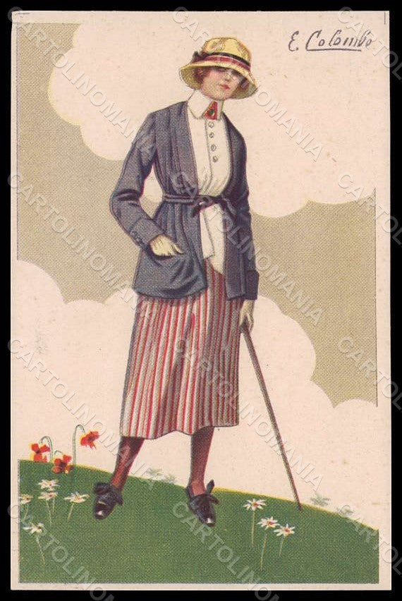 Artist Signed Colombo Fashion Glamour Lady serie 445-6 postcard VK7160 – fronte