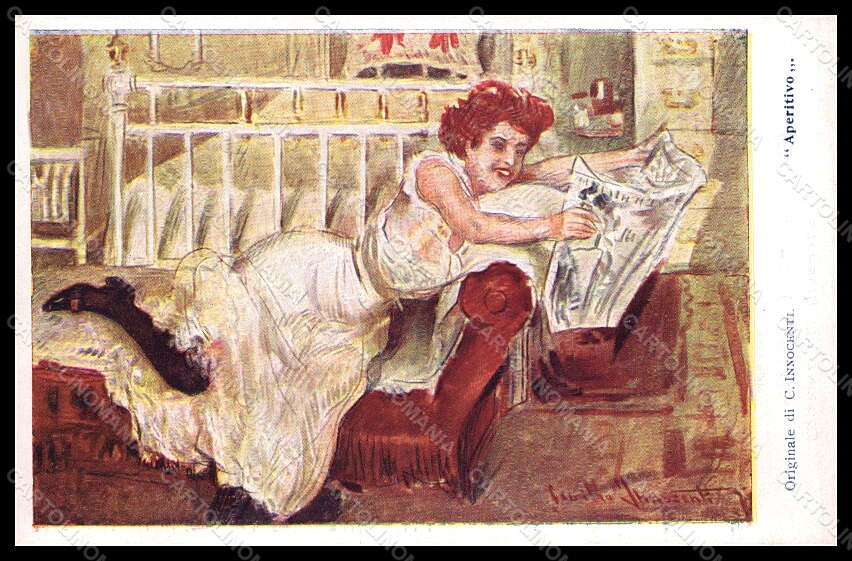 Artist Signed Innocenti Lady Advertising Italian Newspaper Travaso pc VK7162 – fronte