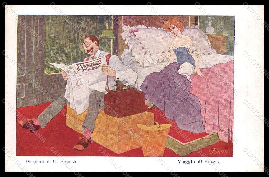 Artist Signed Finozzi Couple Advertising Italian Newspaper Travaso pc VK7163 – fronte