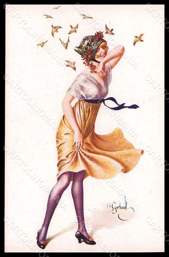 Artist Signed Gerbault Lady Pierrette de Paris serie 36-4 postcard VK7191 – fronte