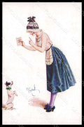 Artist Signed Gerbault Lady Dog Le Carnet de Sucre serie 36-5 postcard VK7192 – fronte