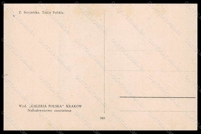 Artist Signed Strvjenska Couple Dance Polonez serie 948 postcard VK7194 – retro