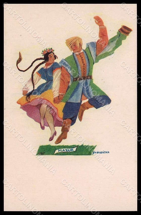 Artist Signed Strvjenska Couple Dance Mazur serie 942 postcard VK7195 – fronte