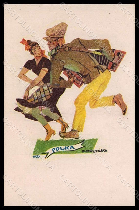 Artist Signed Strvjenska Couple Dance Polka serie 945 postcard VK7197 – fronte
