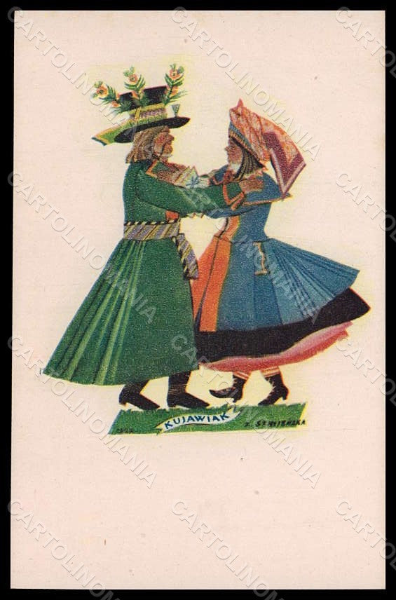 Artist Signed Strvjenska Couple Dance Kujawiak serie 943 postcard VK7198 – fronte