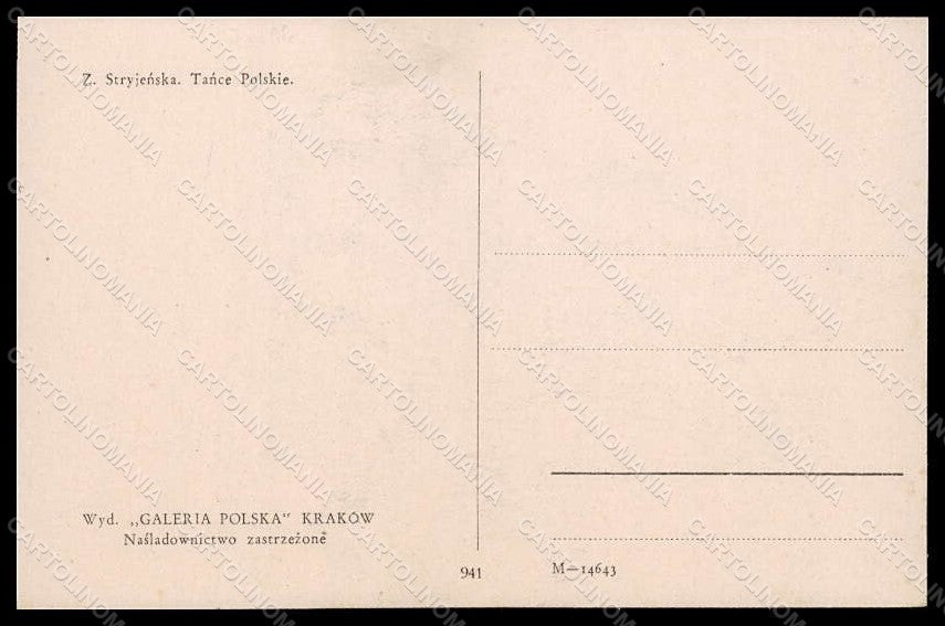 Artist Signed Strvjenska Couple Dance Krakowiak serie 941 postcard VK7200 – retro