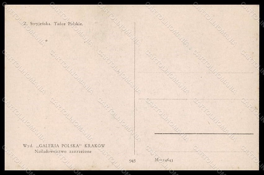 Artist Signed Strvjenska Couple Dance Polka serie 945 postcard VK7201 – retro
