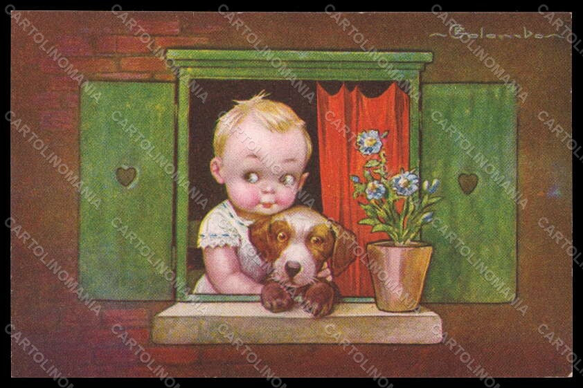 Artist Signed Illustratori Colombo Child Dog serie 2007-4 postcard VK7208 – fronte
