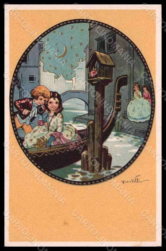 Artist Signed Castelli Children Moon Venezia Art Deco Degami 1023 pc VK7212 – fronte