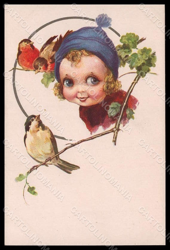 Artist Signed Illustratori Castelli Child Girl Birds Degami 685 postcard VK7213 – fronte