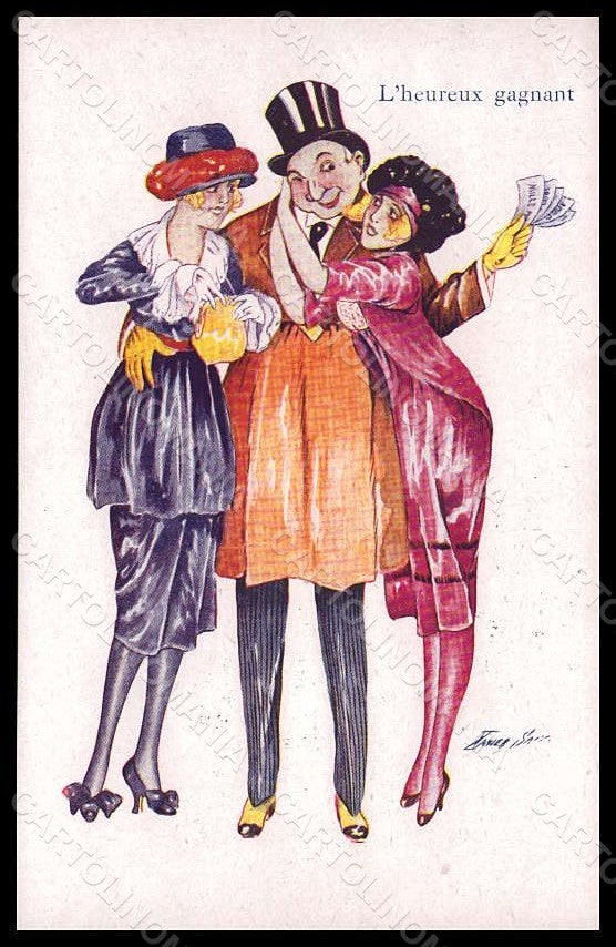 Artist Signed Xavier Sager Lady Aux Courses Noyer serie 162 postcard VK7218 – fronte