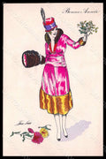 Artist Signed X. Sager Fashion Glamour Lady Art Deco Bonne Annee 65 pc VK7220 – fronte