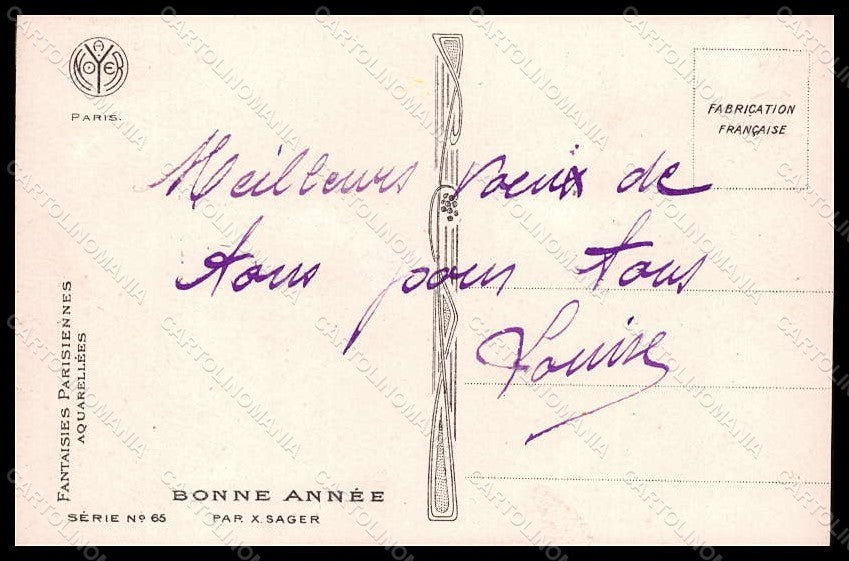 Artist Signed X. Sager Fashion Glamour Lady Art Deco Bonne Annee 65 pc VK7220 – retro