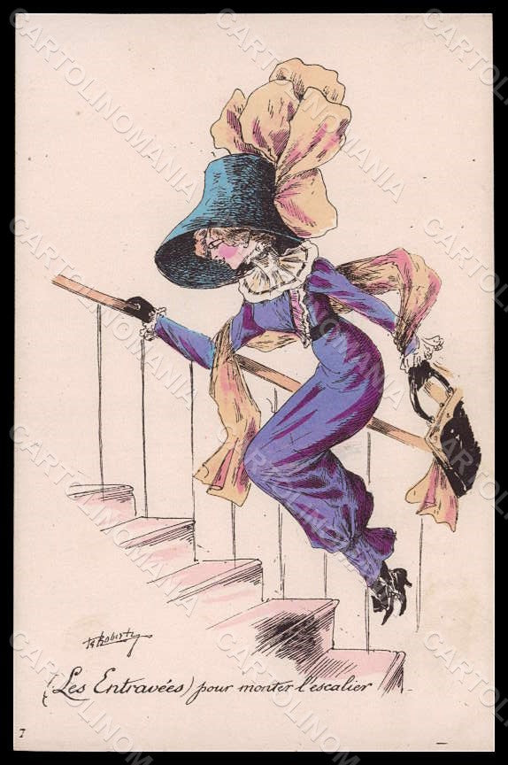 Artist Signed Roberty Fashion Lady Mode Big Hat Les Entravees Jorel pc VK7227 – fronte