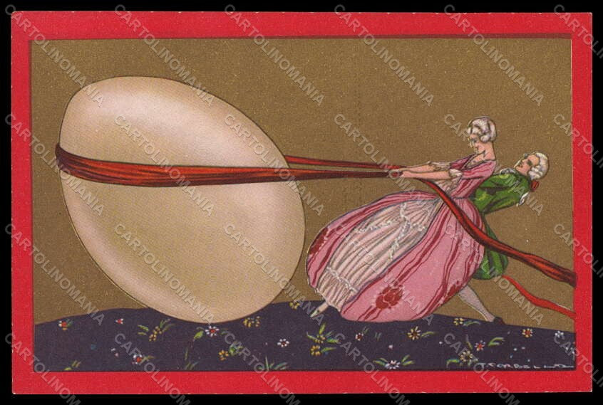 Artist Signed Corbella Romantic Couple Easter Egg Degami 1109 postcard VK7240 – fronte