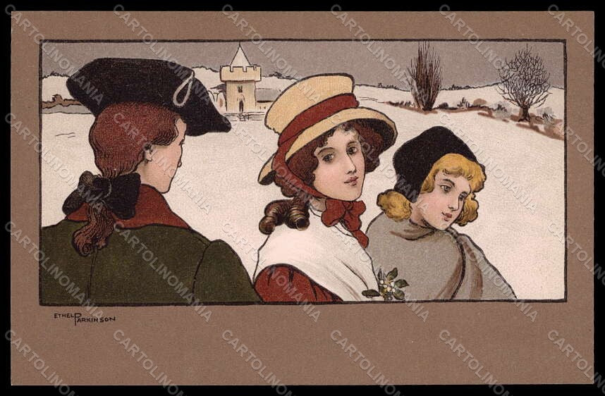 Artist Signed E. Parkinson Couple Girl MM Vienne serie 191 postcard VK7243 – fronte