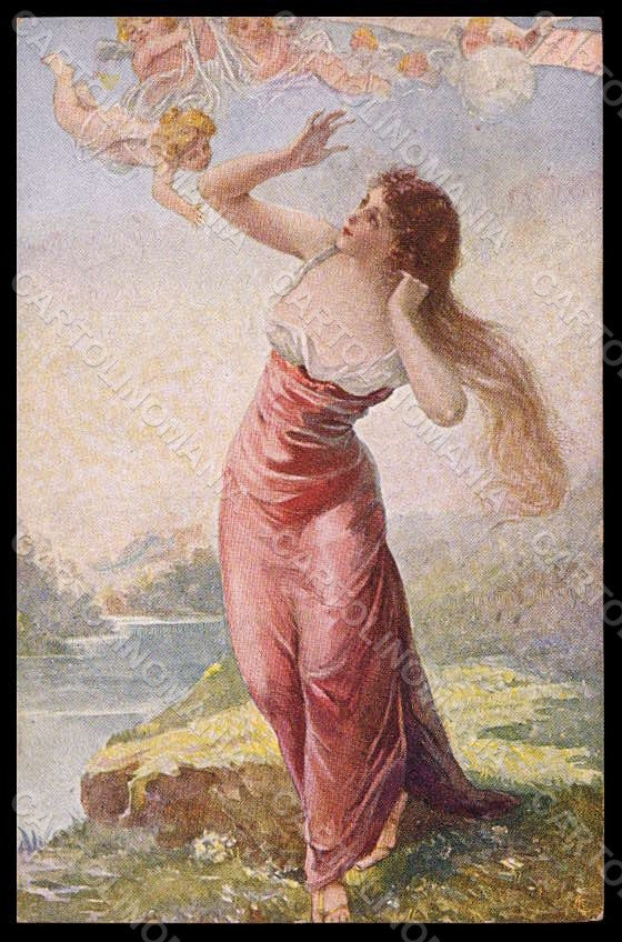 Artist Signed Illustratori Lady Cupid Plane Sborgi serie 961 postcard VK7246 – fronte