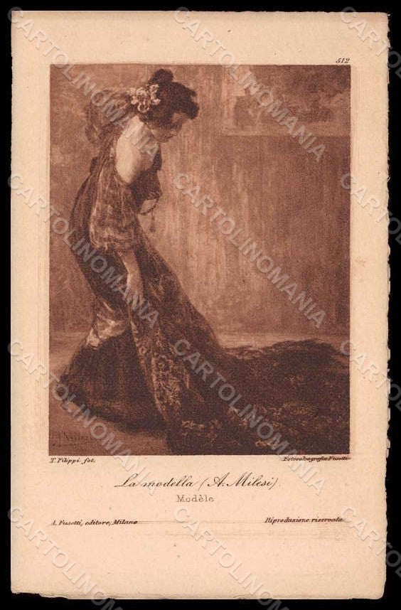 Artist Signed A. Milesi Lady La Modella Modele serie 512 postcard VK7262 – fronte