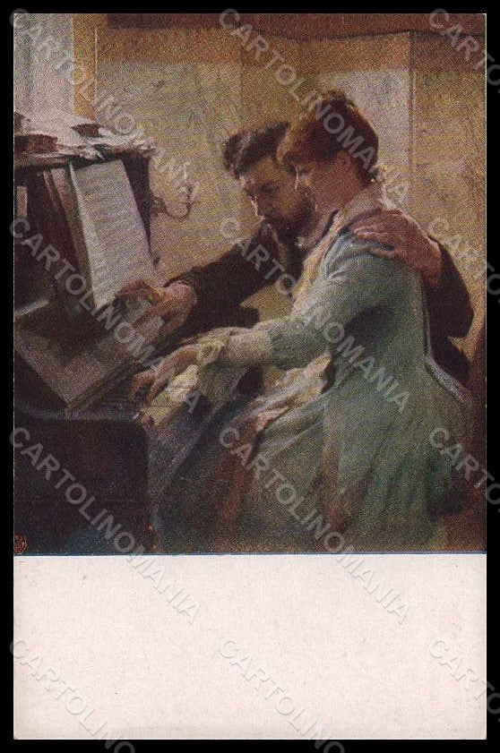 Artist Signed A. Edelfelt Couple Au Piano Paul Heckscher serie 42 pc VK7264 – fronte