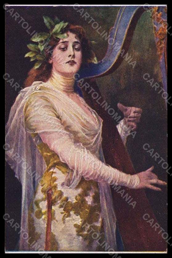 Artist Signed Illustratori C. Kiesel Lady Harp serie 2114 postcard VK7267 – fronte