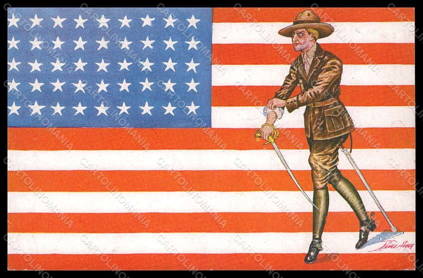 Artist Signed Sager Propaganda WWI American Flag Drapeaux Allies 348 pc VK7283 – fronte