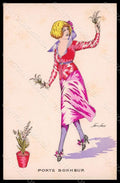 Artist Signed X. Sager Lady Hand Painted Muguet de Mai serie 71 postcard VK7285 – fronte