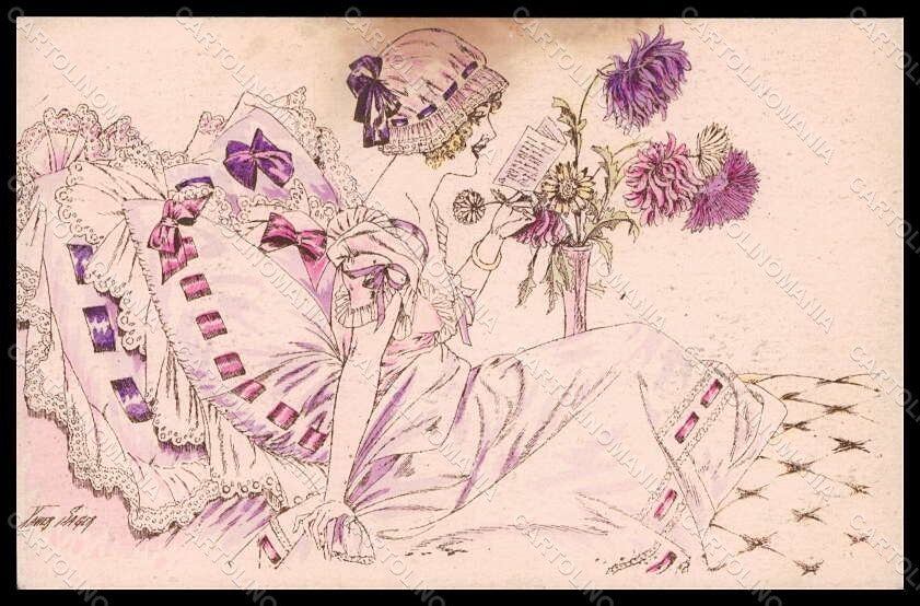 Artist Signed Xavier Sager Lady Tendresses Noyer serie 28 postcard VK7288 – fronte