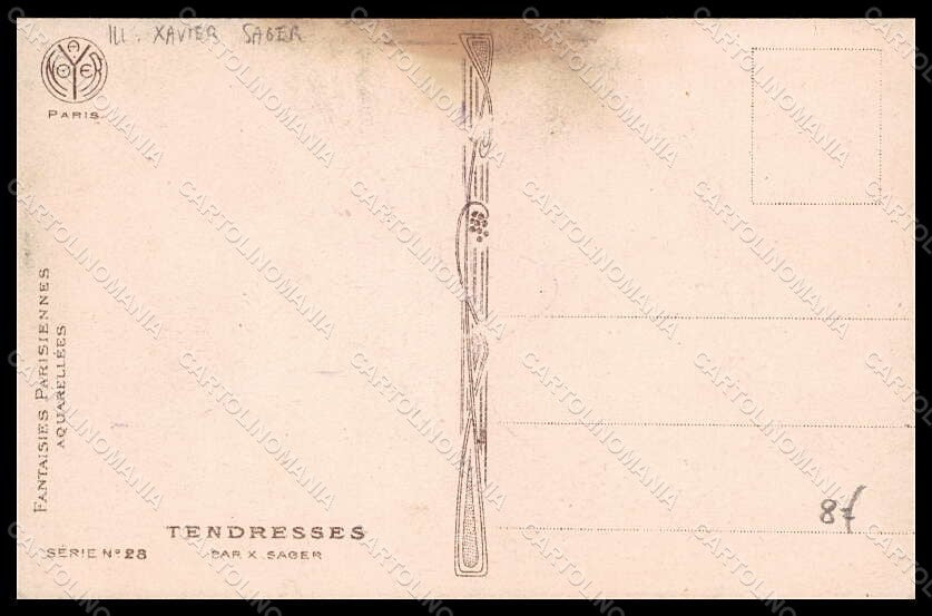 Artist Signed Xavier Sager Lady Tendresses Noyer serie 28 postcard VK7288 – retro