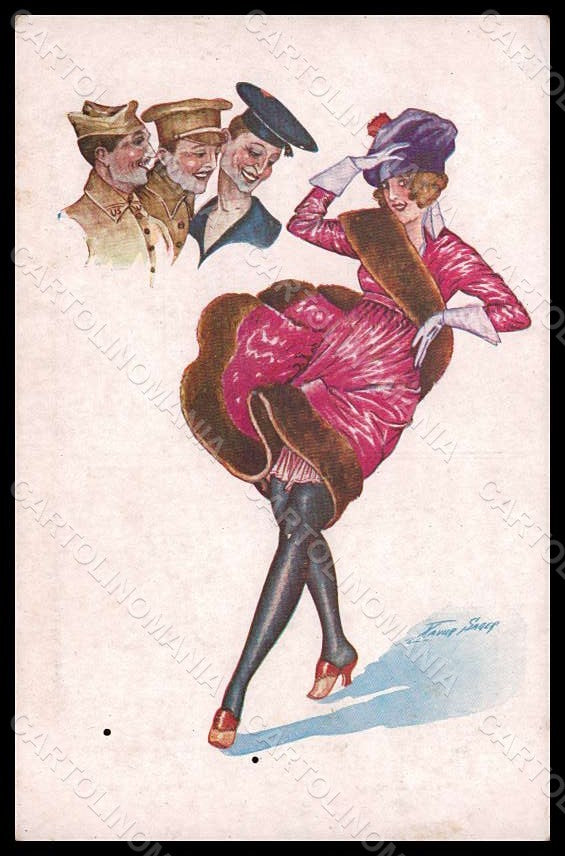 Artist Signed X. Sager Lady Soldier Attractions Parisiennes 127 HOLES pc VK7292 – fronte