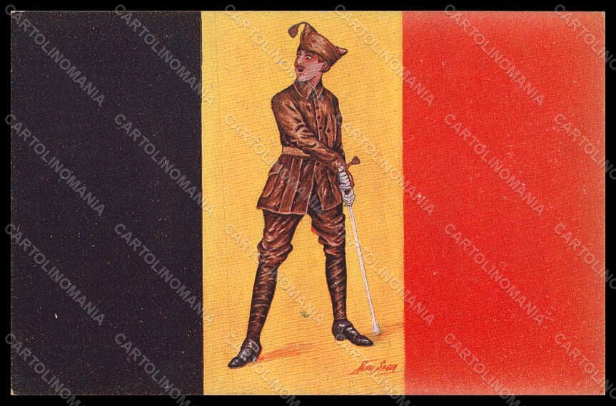 Artist Signed Xavier Sager Soldier Belgian Flag Propaganda WWI postcard VK7310 – fronte